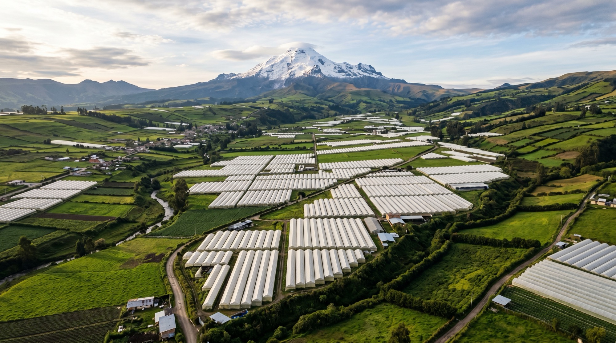 Ecuagarden's rose farm and greenhouses in the high Andean valley of Tabacundo, Ecuador